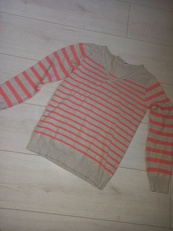Pull rayé beige