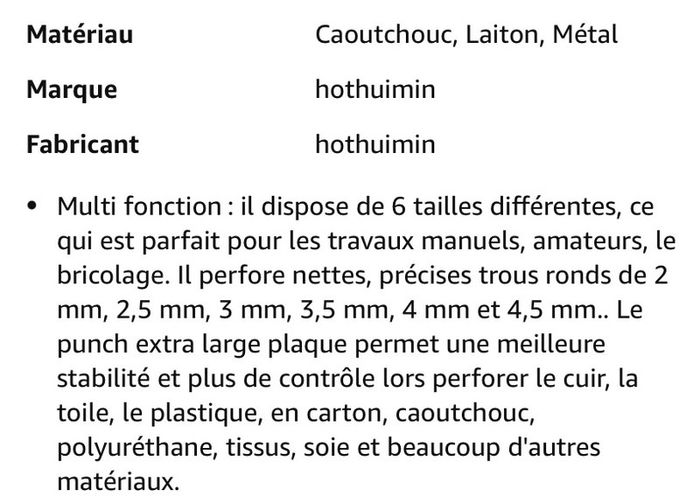 Kit de perforation cuir - photo numéro 2
