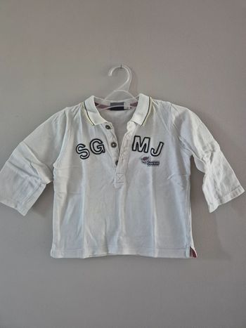 Polo blanc sergent major manches longues 12 mois