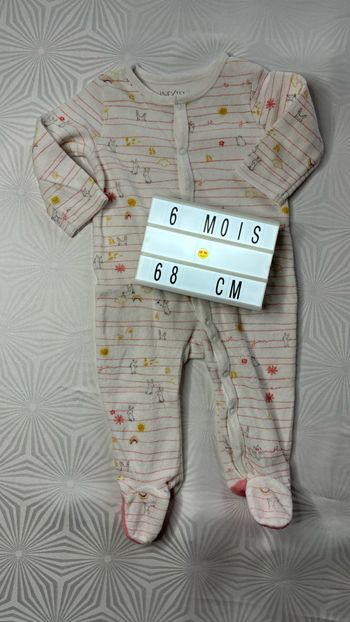 Pyjama velours une pièce fille 6 mois - 68 cm