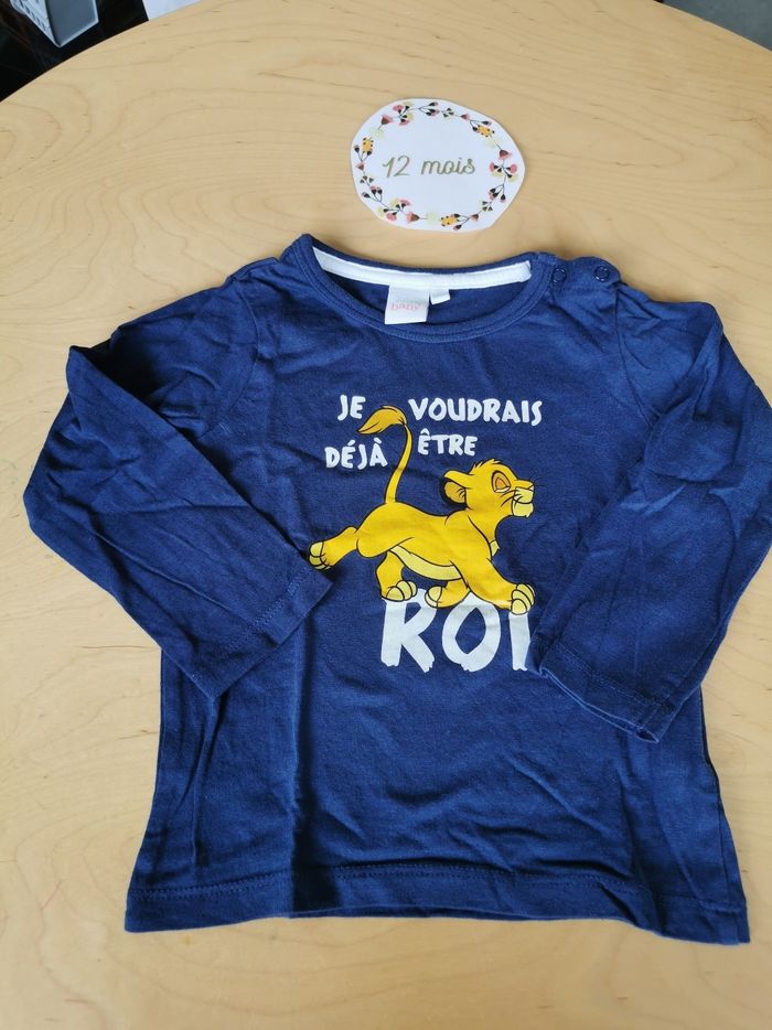 Lot de 2 t-shirt manches longues bébé garçon 12mois kiabi, Disney baby - photo numéro 2