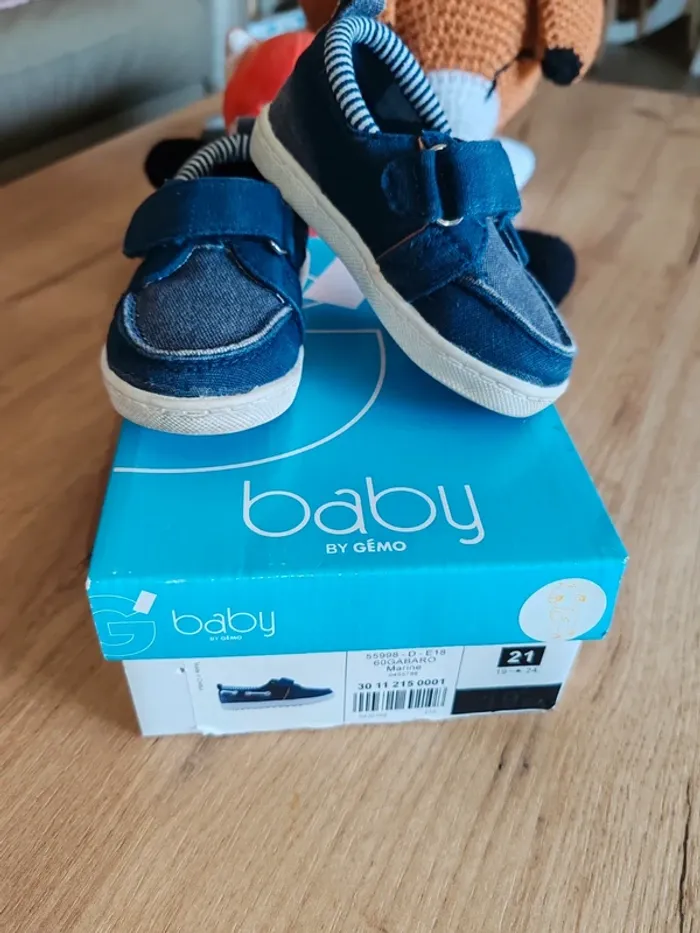 Chaussures bateau garçon comme neuves avec boîte gemo baby 21 type jean - photo numéro 6
