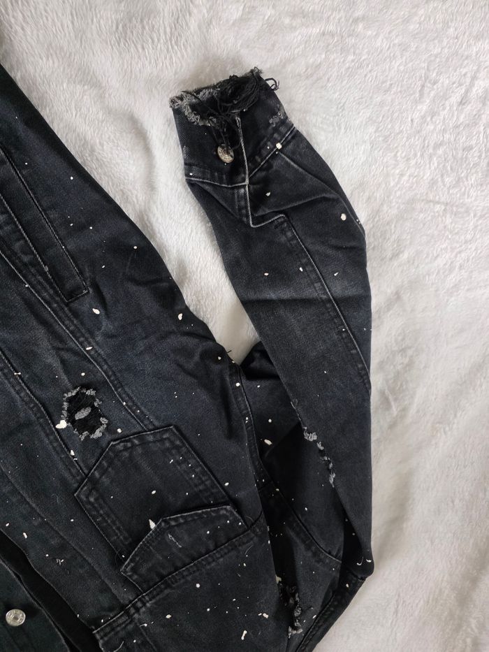 Veste en jean noir longue - photo numéro 6