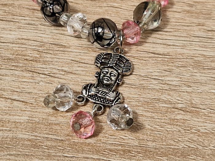 Bracelet Elastique Perles Rose Transparent Noir Maya - photo numéro 8