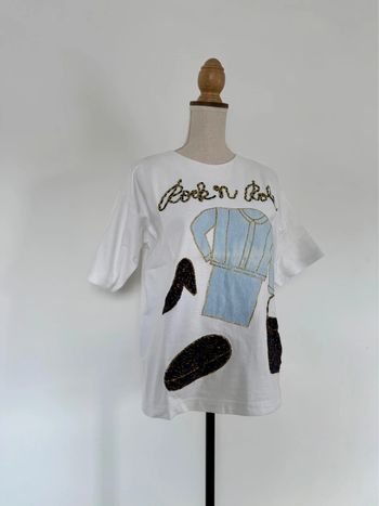 T-shirt haut top maillot camisa blusa Blouse chemise camicia overhemd folder camicetta manche