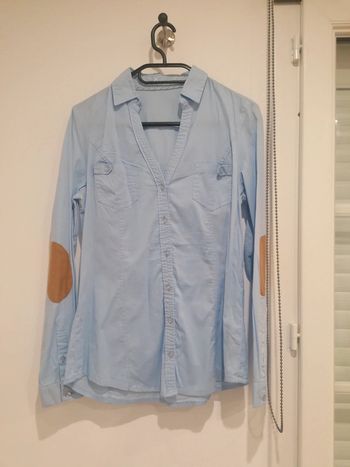 Chemise avec coudiere bleu ciel 38
