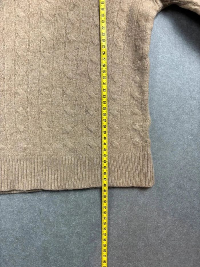 Pull d’hiver torsadé Ralph Lauren en laine et cachemire beige col V taille XS - photo numéro 12