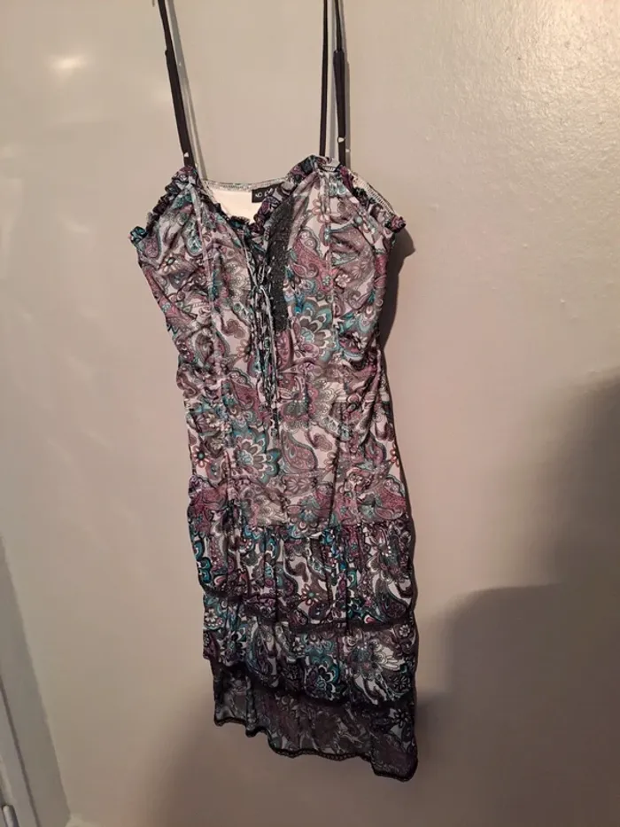 Robe été ton bleu/violet avec volants - Marque No Excuse - Taille 42/44 - État neuf. - photo numéro 2