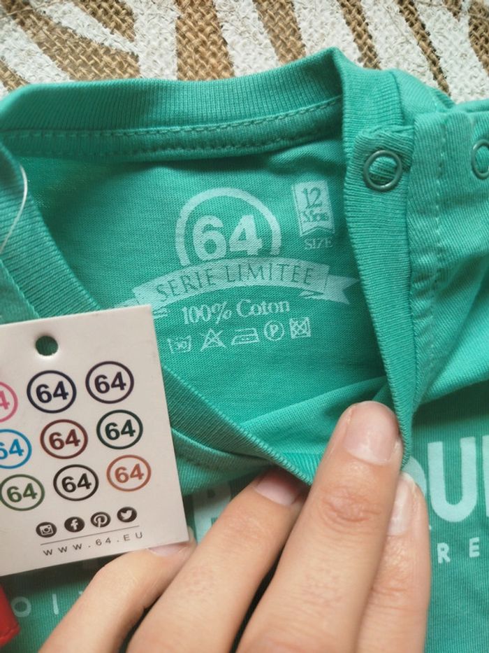T-shirt sans manches 12 mois neuf garçon turquoise - photo numéro 2
