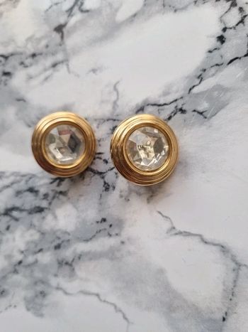 Boucle d'oreille doré strass clip vintage