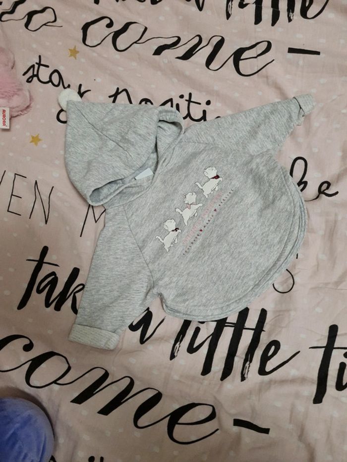 Pull à acapuche marie très bon etat 3 mois