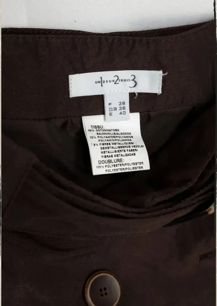 Jupe taille haute chocolat signée 1.2.3 Paris Taille 38 - photo numéro 5