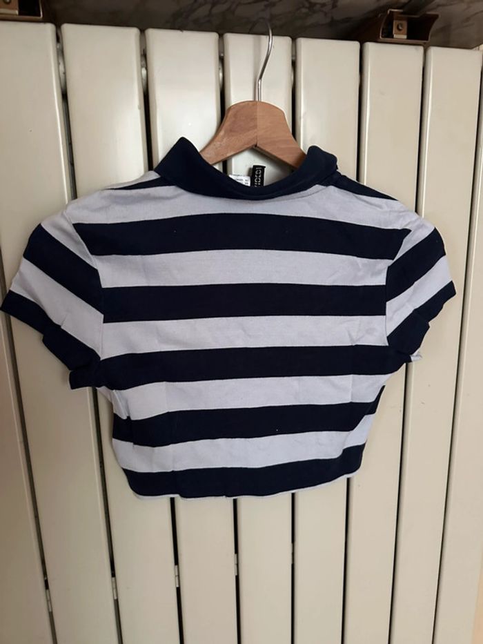 Polo court rayé mariniere H&M S - photo numéro 3