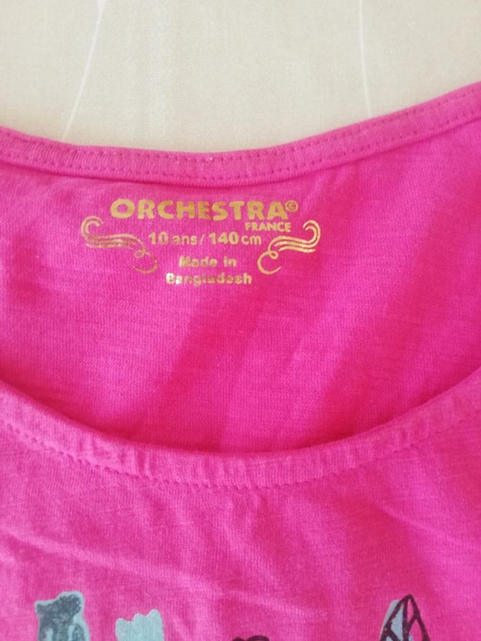 Tee shirt rose manches courtes orchestra 10 ans - photo numéro 3