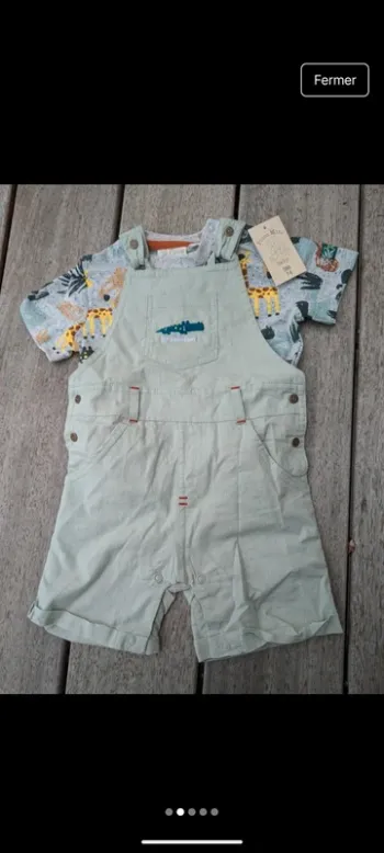 Ensemble neuf combishort+tee-shirt 9 mois picco mini