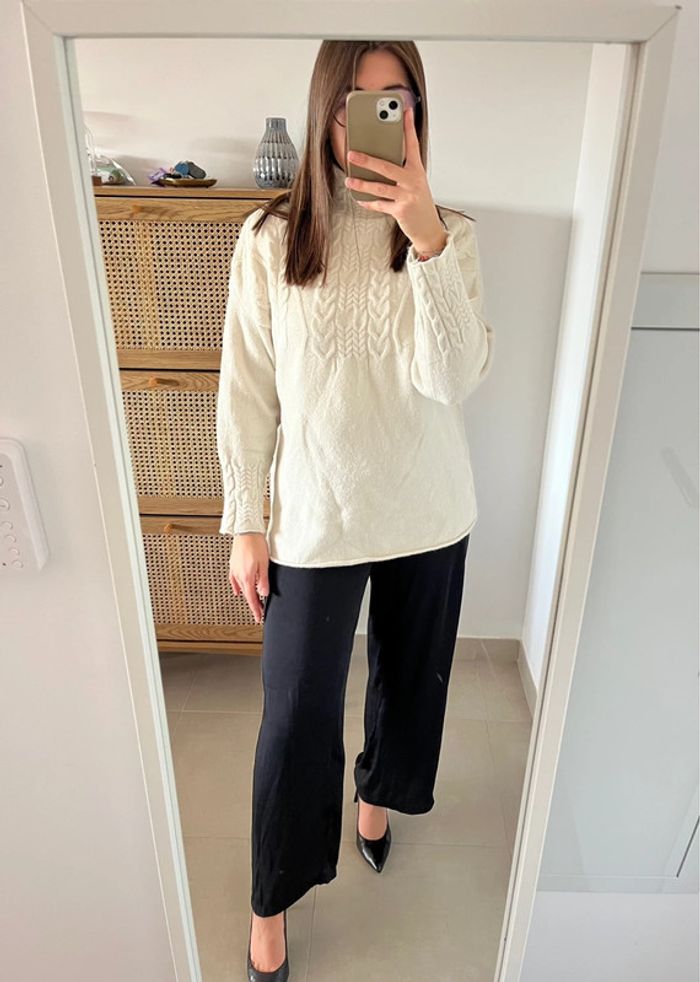 Pull col montant crème Azara Paris - photo numéro 2