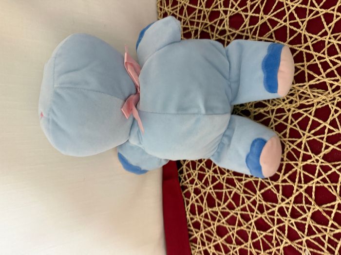 Doudou peluche hippopotame  bleu et rose - photo numéro 6