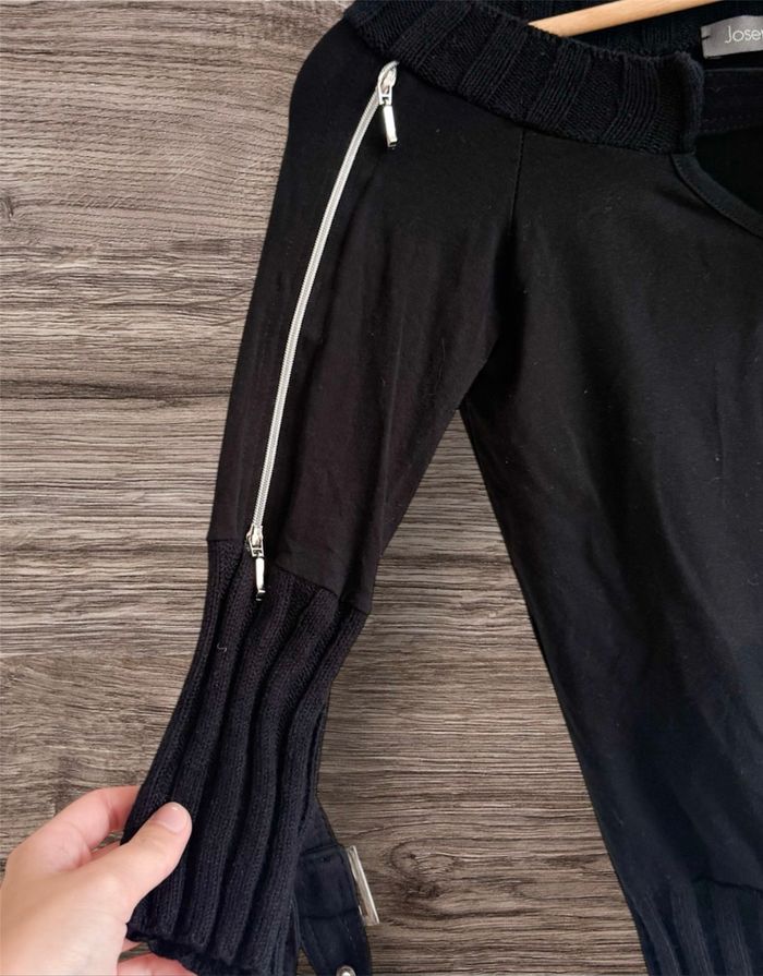 Pull manches 3/4 noir avec détail rock taille 36 S - photo numéro 3