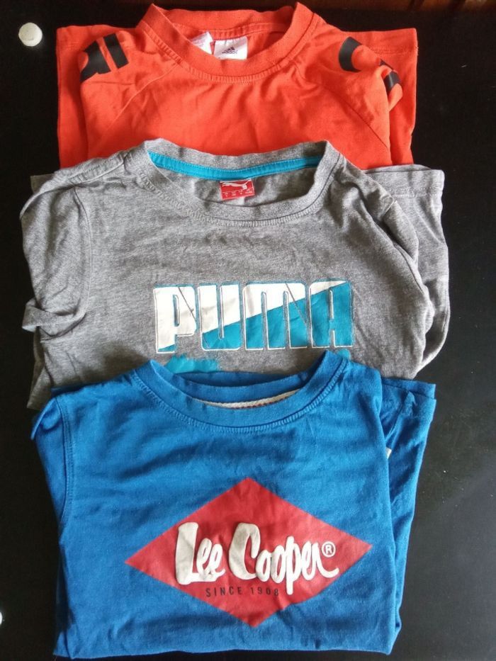 Lot de   4  tee shirts garçon 8 ans marque puma, adidas, lee Cooper , Airness, orange, gris, bleu, rouge,  Sport - photo numéro 5