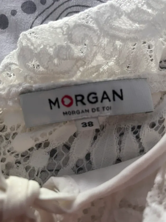 Robe Morgan en dentelle blanche col bardot (T36) - photo numéro 4