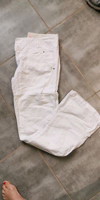 Pantalon en lin blanc taille 40
