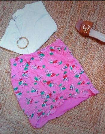 Jupe rose drapee