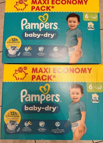 2 cartons de couches Pampers taille 6