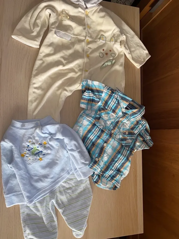 Bébé pyjama garçon chemise 6 mois carreaux bleu jaune