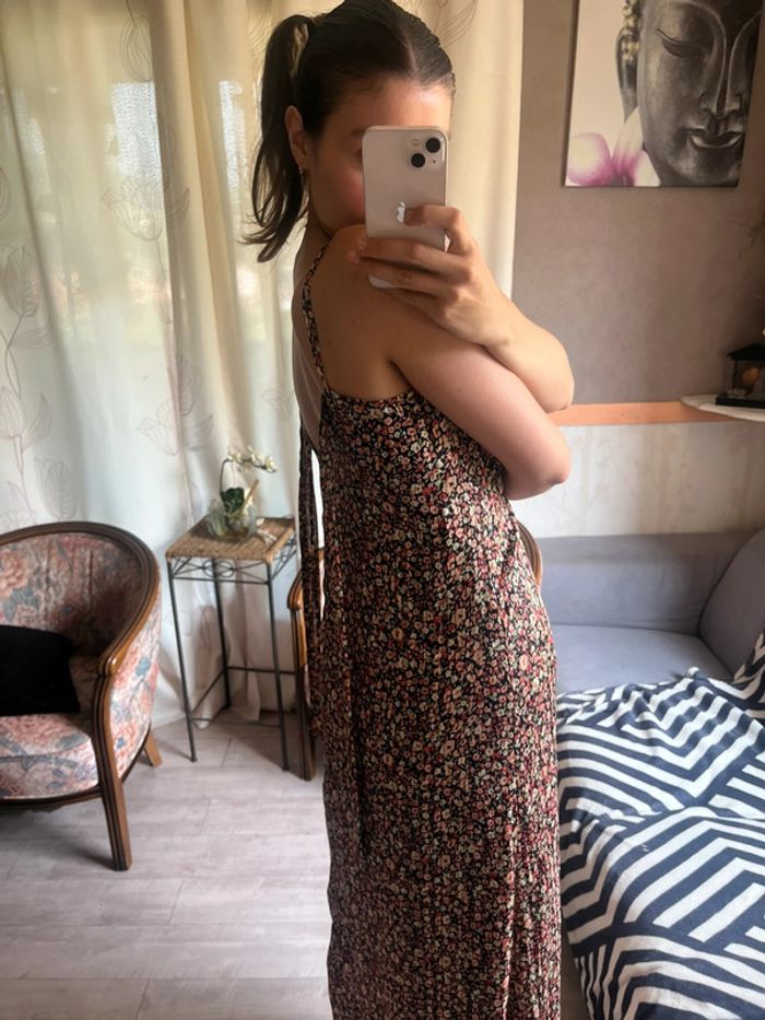 Robe longue dos nu champêtre bohème fleurie - photo numéro 3