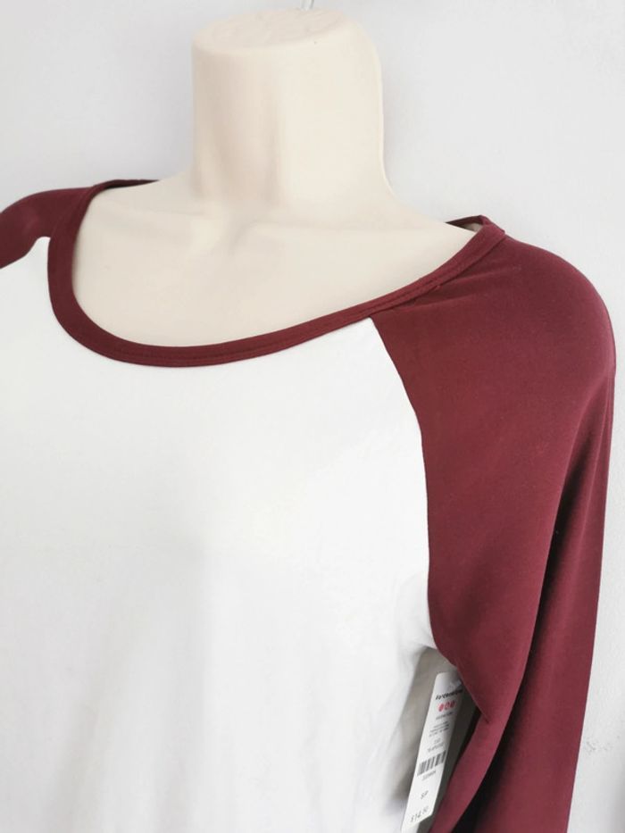 Tee-shirt Ardene blanc manches bordeaux 3/4 Taille XS - photo numéro 2