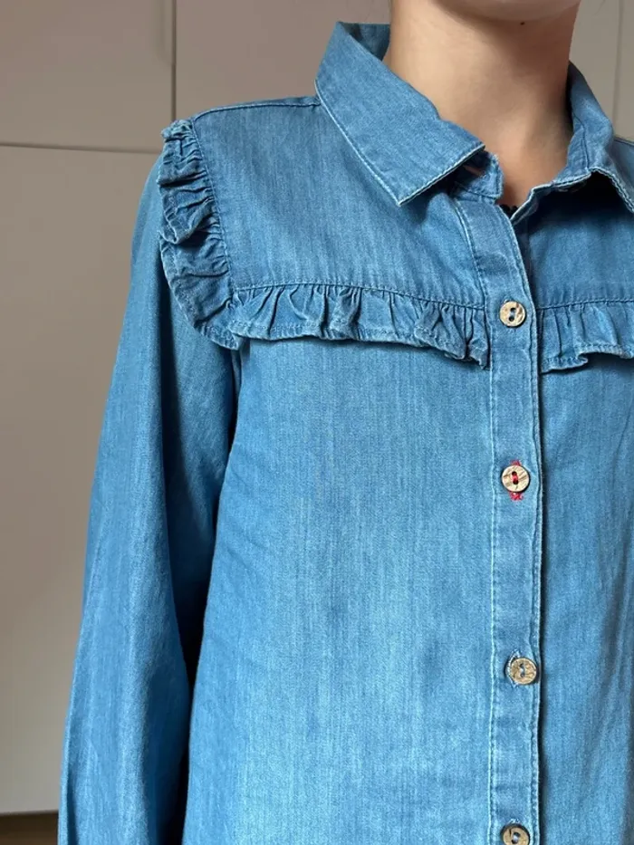 Chemise en jeans fille neuve - photo numéro 2