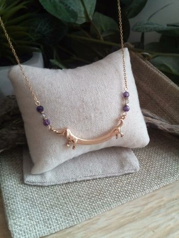 Collier chien et pierres naturelles semi précieuses