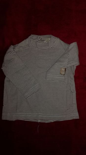 Sous pull marron bleu rayé 3 mois garçon Grain de blé