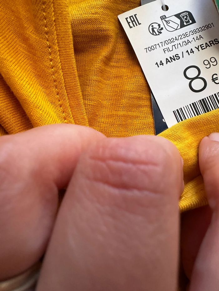 TEE shirt manche volante jaune okaidi 14a - photo numéro 3