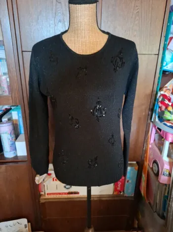 Pull noir brillant XL