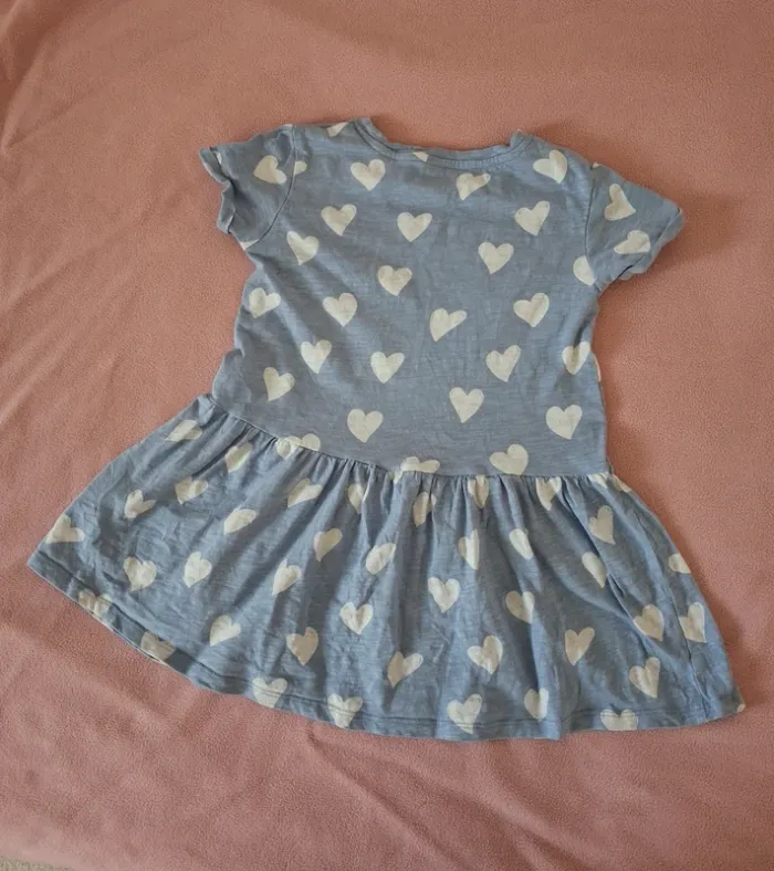 Robe d'été bleue à coeurs blancs - Vertbaudet - 4 ans, 104 cm - photo numéro 2