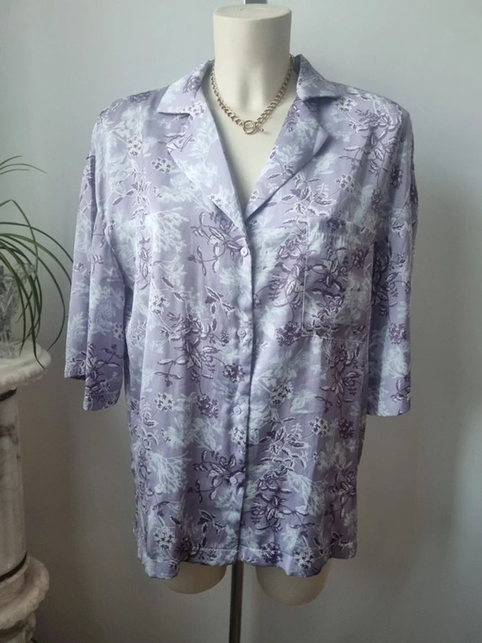 Chemise satiné fluide floral violette Shein - photo numéro 7