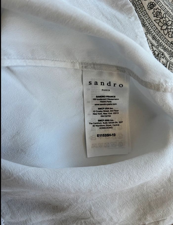 🎁prix en baisse aujourd’hui 🎁 top blanc orné d’un lien constrastant Sandro 38 - photo numéro 10