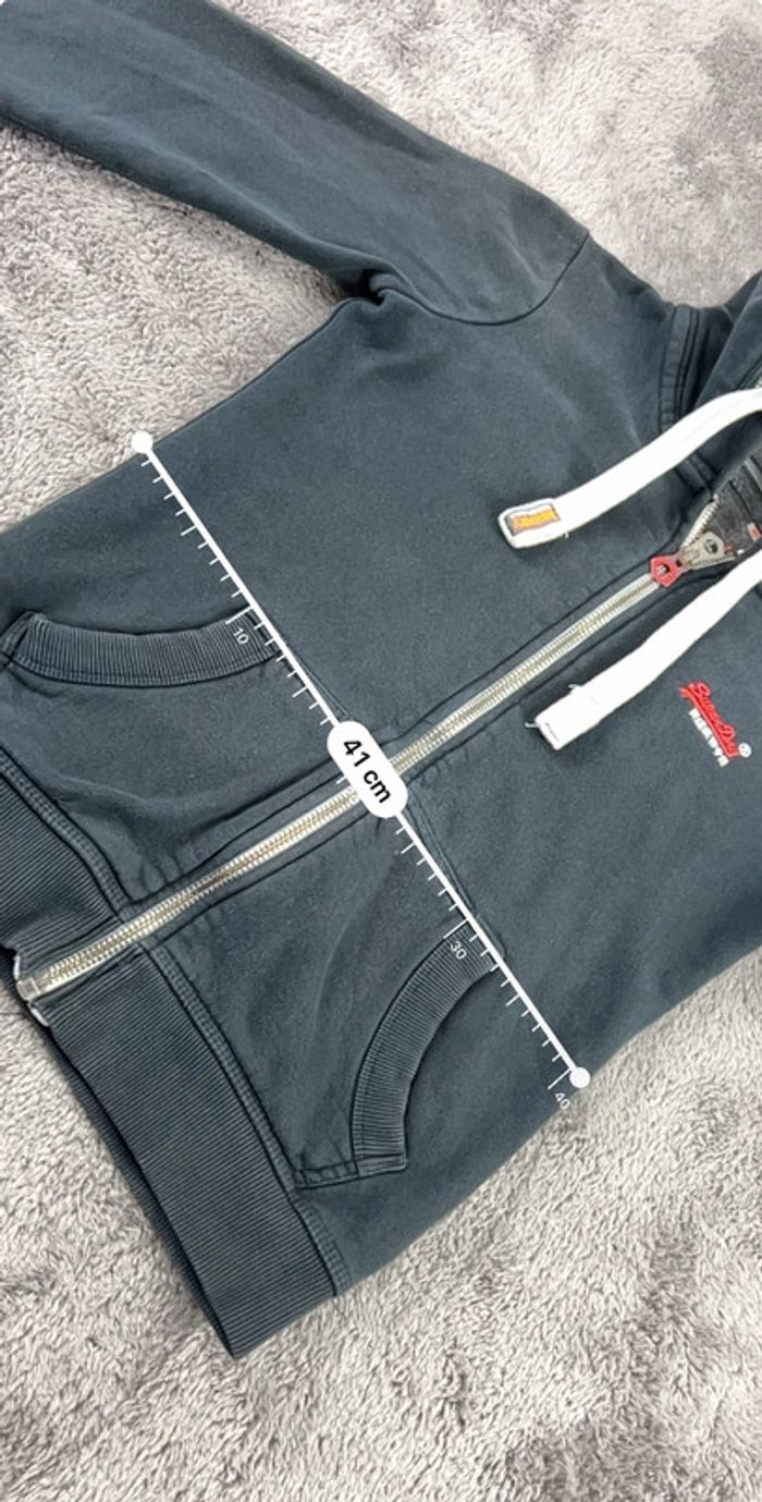 Veste à capuche Superdry avec logo Brodé Orange Label Noire Taille XS - photo numéro 4
