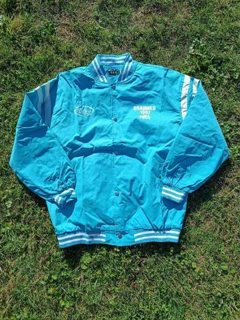 Blouson de baseball rétro motif USA turquoise décontracté L homme 