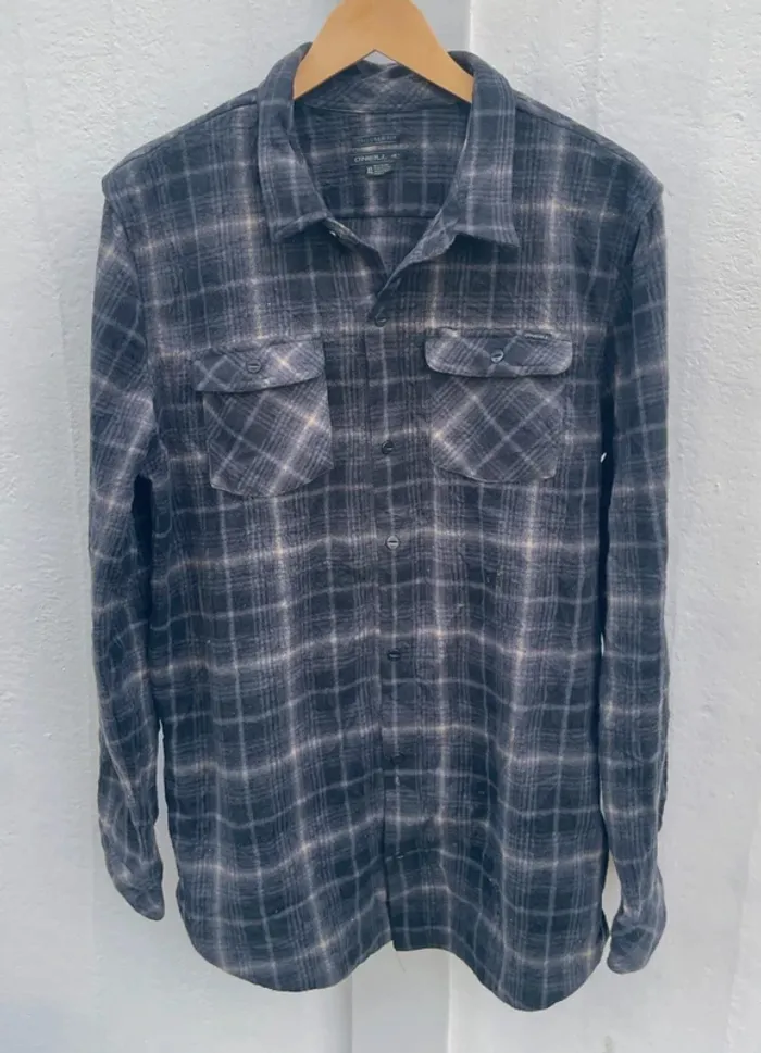 O'Neill Lumberjack Flannel Plaid Polaire shirt chemise grey Mens XL