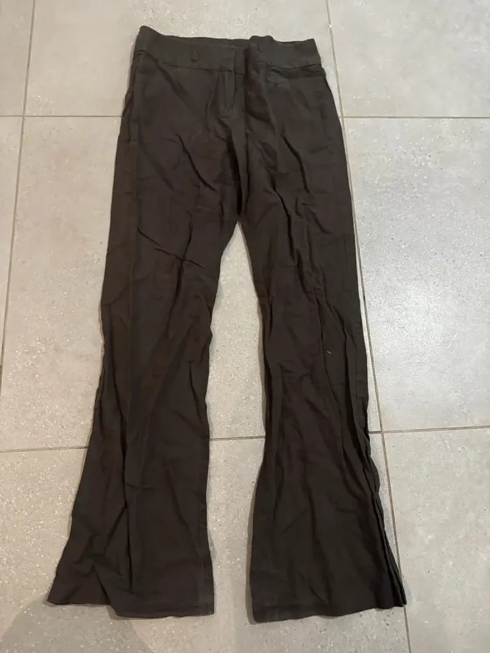 Pantalon marron Camaieu, taille 36, très bon état, 39x102cm