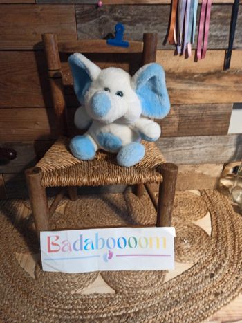 Peluche éléphant vintage bleu blanc Nounours tbe