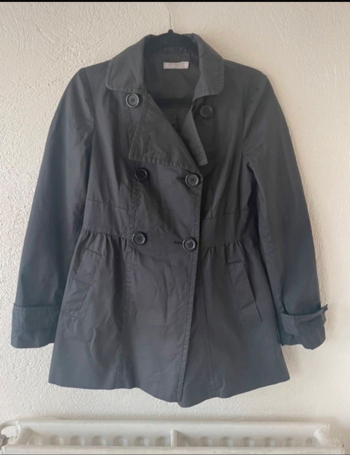 Trench cintré en coton enduit - taille 38 - photo numéro 2