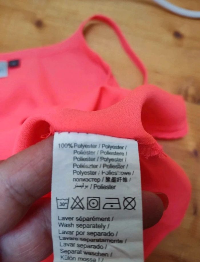 🌺Joli top voile corail fluo neuf - K Woman taille 40🌺 - photo numéro 5