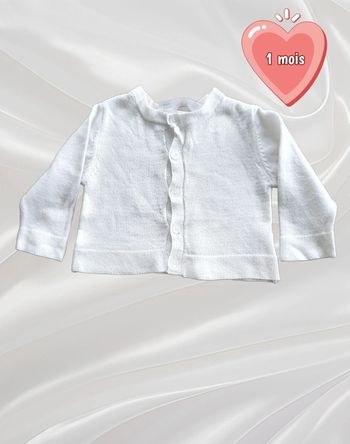 Gilet blanc fille 1 mois