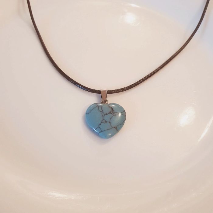 Collier cœur bleu marbré - photo numéro 3