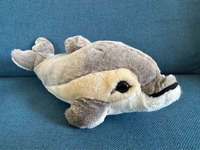 Peluche vintage Dauphin Steiff 32cm doudou collection gris poisson baleine mer océan