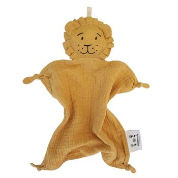 Doudou Plat en coton bio lion ocre - dès la naissance - Summerville Organic neuf