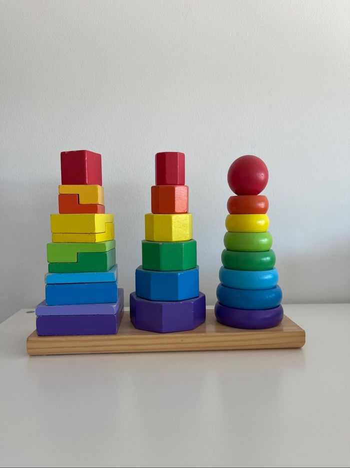 Jeu construction empilable en bois montessori